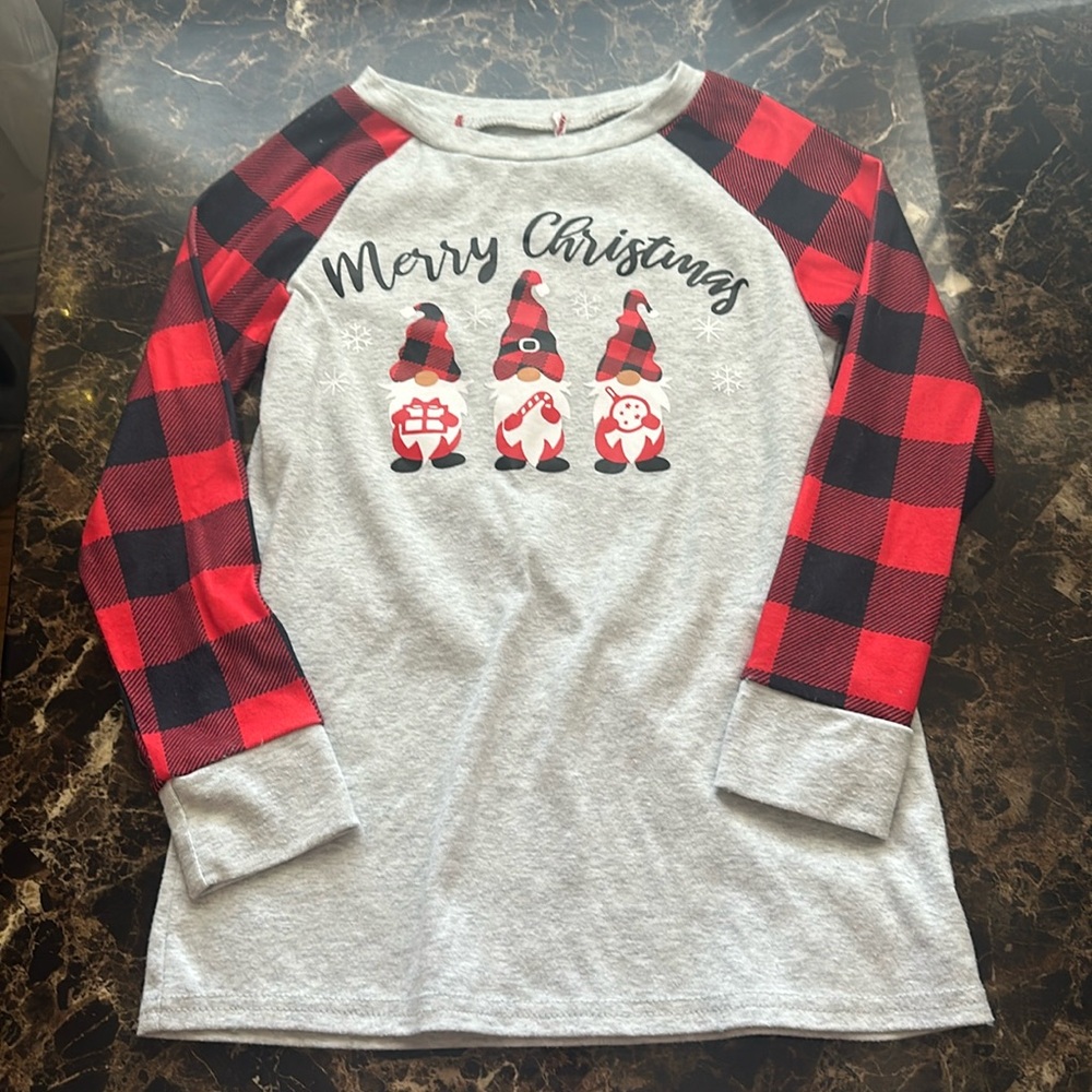 BesserBay Girls Christmas Shirt with Plaid Raglan Long Sleeves-Size 8